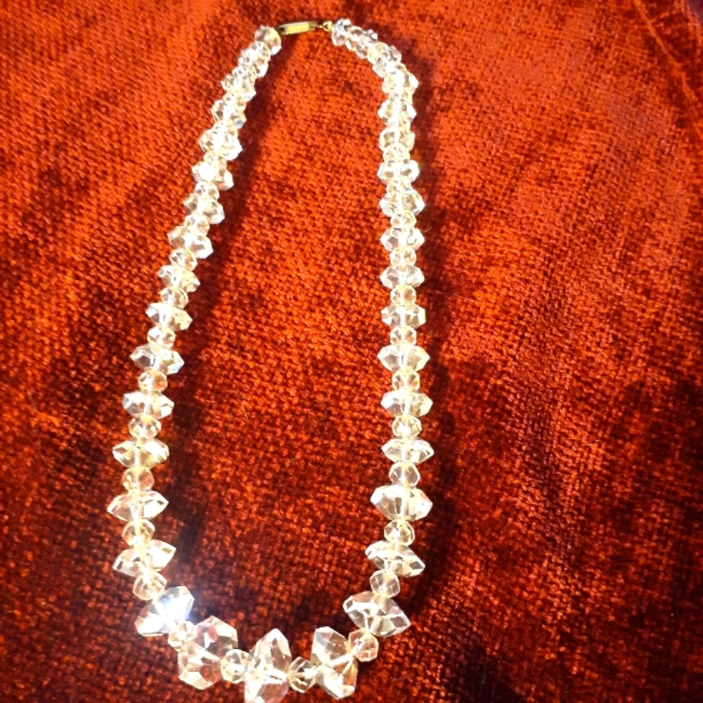 Vintage 14" rock crystal necklace